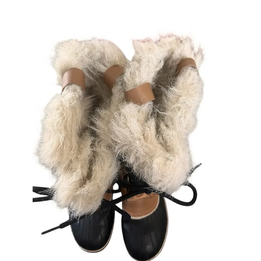 Sorel Womens Fawn Brown Waterproof Insulated Faux Fur Lined Boots Size 8